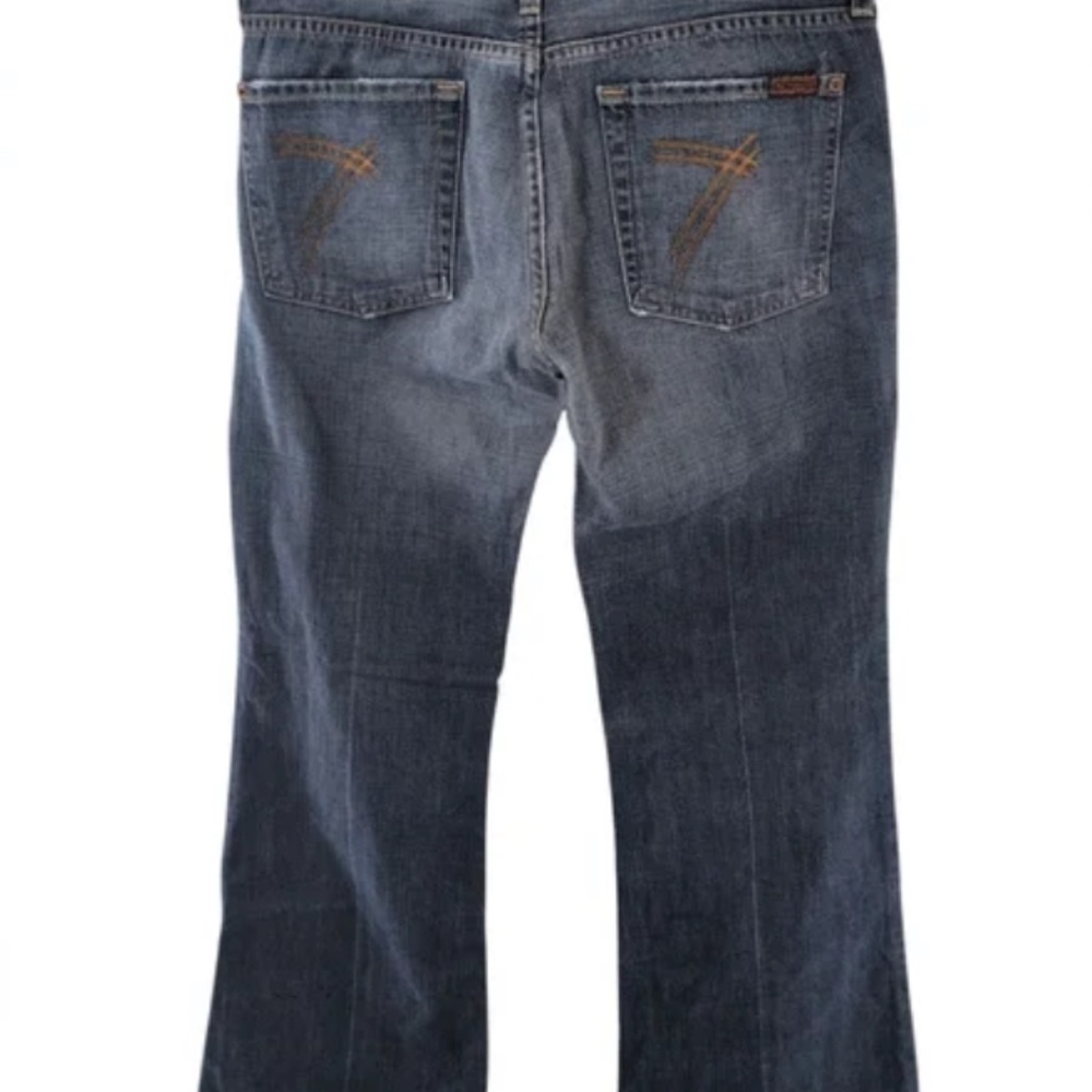 7 for all mankind Jeans Women's 34 Dojo Flare Sanded Whiskering Blue Low Rise